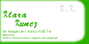 klara kuncz business card